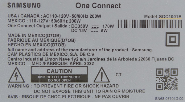 Pre-Owned Samsung QN55LS03B BN96-54413P-WC(SOC8001B) One Connect