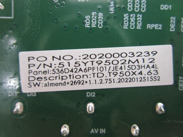 Insignia NS-42F201NA23 Main Board 515YT9502M12 (TD.T950X4.63)