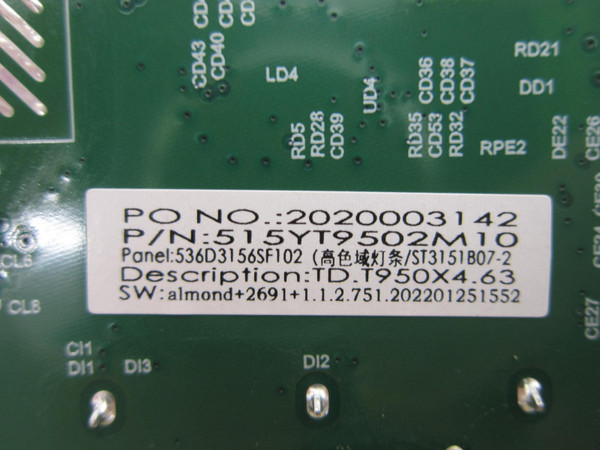 Insignia NS-32F202NA23 Main Board 515YT9502M10 (TD.T950X4.63)