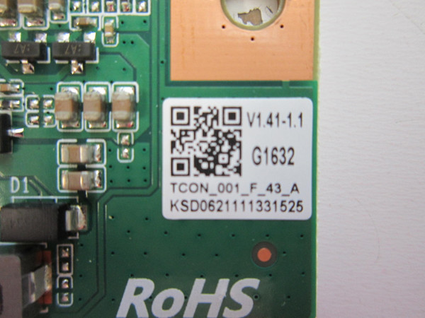 Vizio D43f-J04 T-Con Board KSD06211113 (B0E_CC430LV2D_43001)
