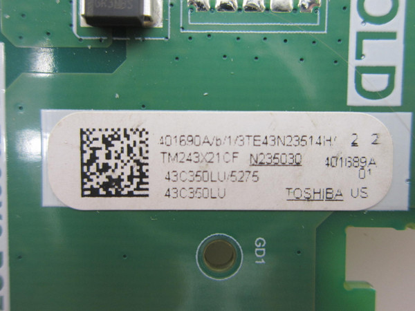 Toshiba 43C350LU Main Board 401690A (TPD.T962X3.PC702)