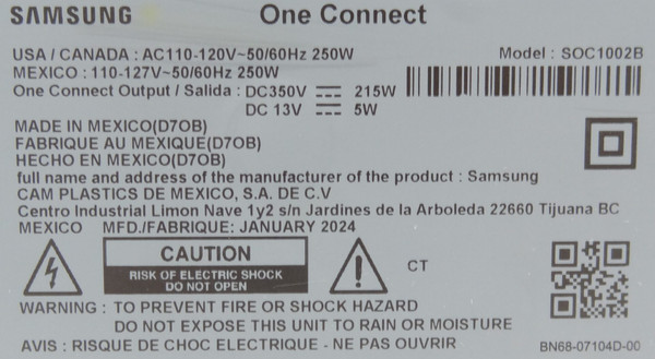 Pre-Owned Samsung QN65LS03B BN96-58213A(SOC1002B) One Connect