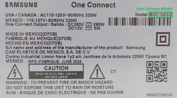 Pre-Owned Samsung QN75LS03D, QN85LS03D BN96-56834A(SOC1003D) One Connect