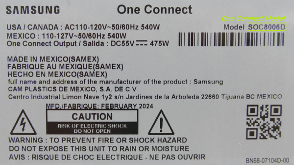 Pre-Owned Samsung QN85QN900DF BN96-56838A(SOC8006D) One Connect