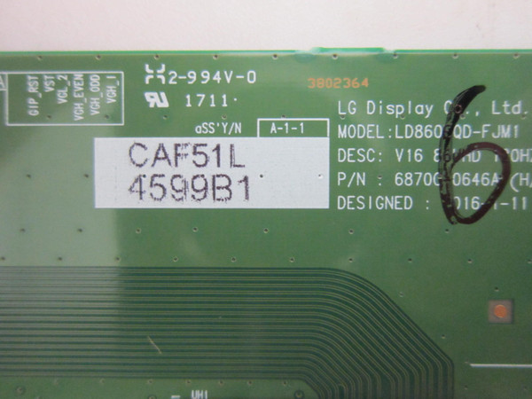 LG 86UH5C-BF T-Con Board 6871L-4599B (6870C-0646A)