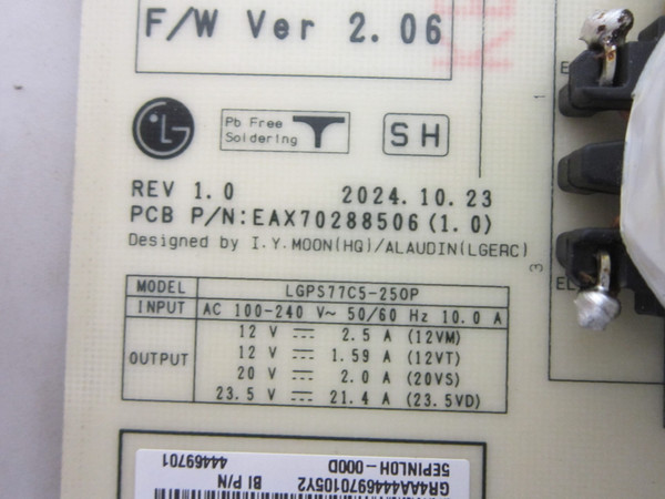 LG OLED77C5AUA, OLED77C5PUA Power Board EAY44469701 (EAX70288506(1.0))