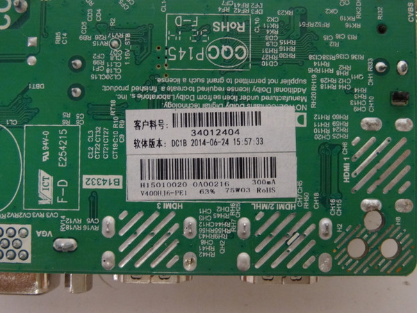 Westinghouse DWM40F3G1 Main Board / Power Supply V400HJ6-PE1 H15010020