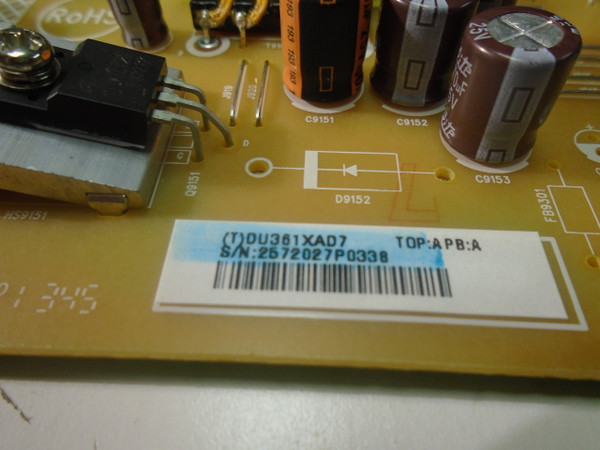 Vizio E390I-B1 Power Supply Board PLTVDU361XAD7