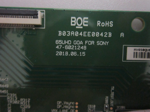 Sony XBR-65X800G T-Con Board (47-6021248, HV650QUBN9K) 1-001-507-11