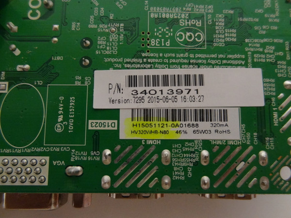 Westinghouse WD32HT1360 Main Board / Power Supply HV320WHB-N80 H15051121