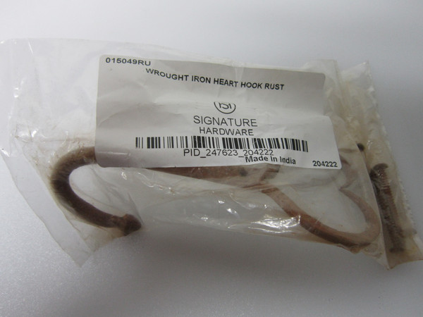 Signature Hardware Coat And Hat Hook (Wrought Iron Heart Hook - Rust) 015049RU