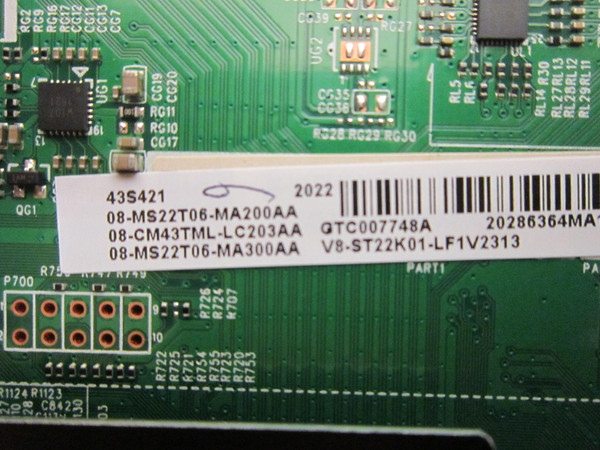 TCL 43S525 50S421 Main Board (40-MS22T3-MAB2HG) 08-MS22T06-MA200AA
