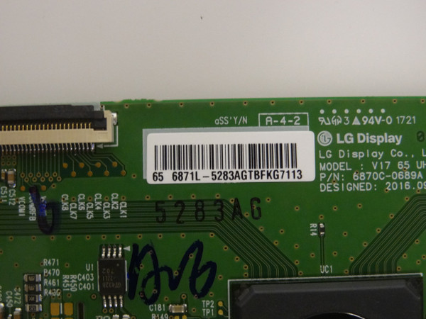 LG 65UJ6200-UA 65UJ6300-UA T-Con Board (LC650EGY-GKA5, 6870C-0689A) 6871L-5283A