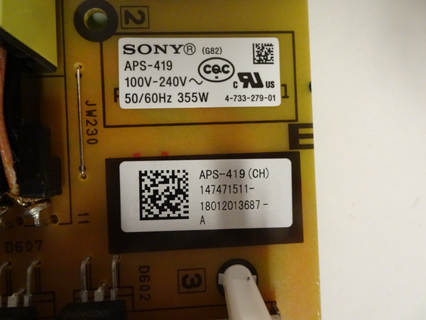 Sony XBR-55X900F XBR-49X900F G82 Power Supply (APS-419) 1-474-715-11