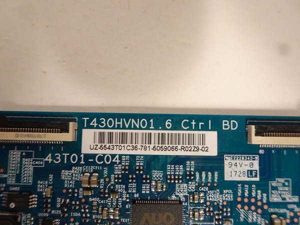 Samsung HG43NE478SFXZA T-Con Board (43T01-C04) 55.43T01.C36