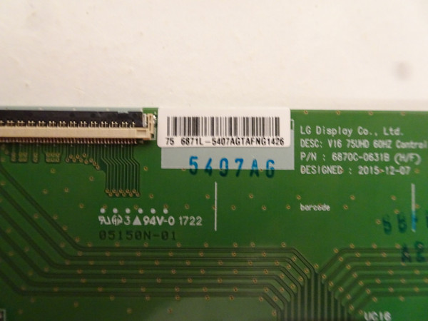 Vizio E75-E1 E75-F2 T-Con Board (6870C-0631B) 6871L-5407A