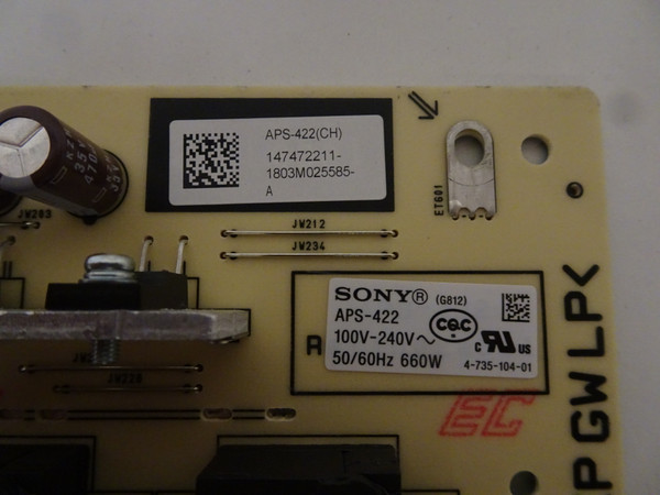 Sony XBR-65A8F Power Supply (APS-422) 1-474-722-11