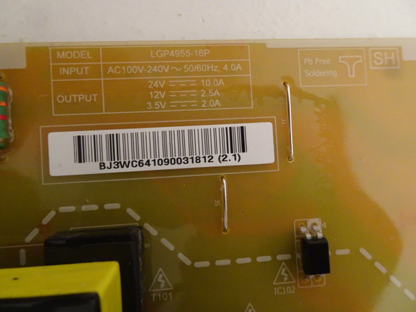 LG 55VH7B Power Supply (B12F109003) EAY64109003