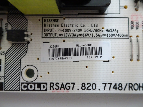 Hisense 43R6E / Sharp LC-43Q7000U Power Supply 222684
