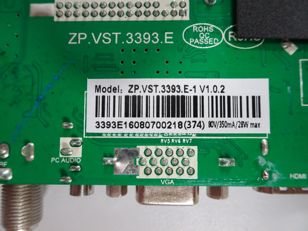 Proscan PLDED3281 Main Board (ZP.VST.3393.E) ZP.VST.3393.E-1 V1.0.2