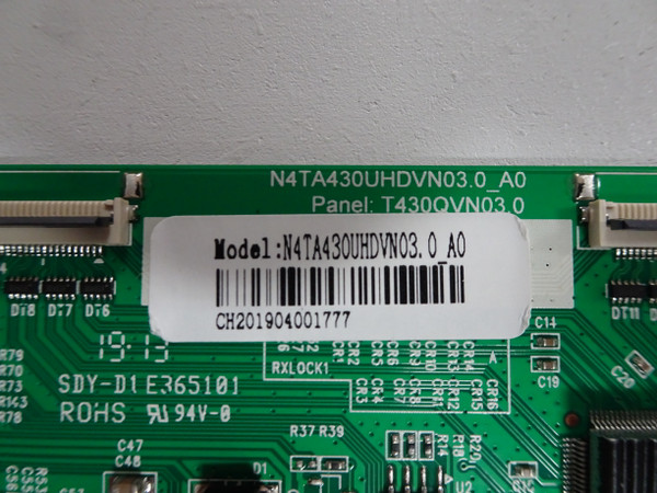 Onn ONA43UB19E04 T-Con Board (T430QVN03.0) N4TA430UHDVN03.0_A0