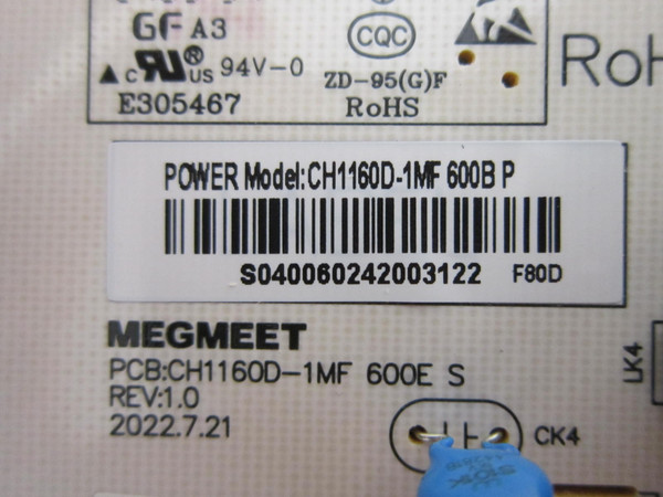 Onn 100012586 Power Board CH1160D-1MF600B (PCB:CH1160D-1MF 600E S)