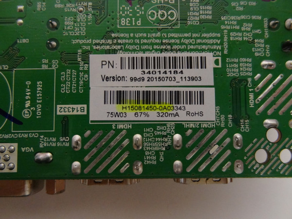 Element ELEFT436 Main Board / Power Supply T430HVN01.0 H15081450