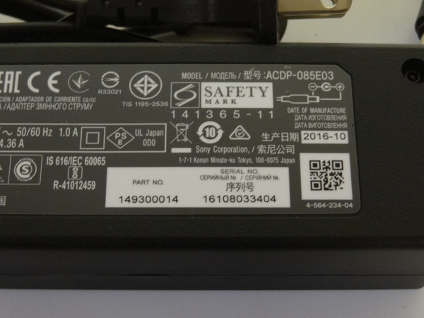 Sony KDL-48W650D 19.5V 4.36A AC Adaptor (ACDP-085E03) 1-493-000-14