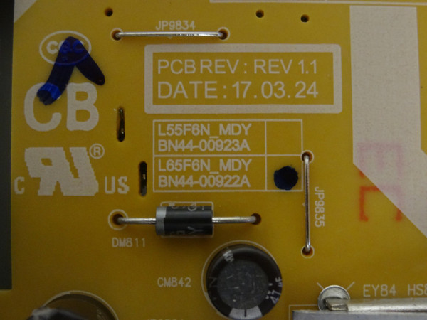Samsung UN65LS003AFXZA Power Supply Board (L65F6N_MDY) BN44-00922A