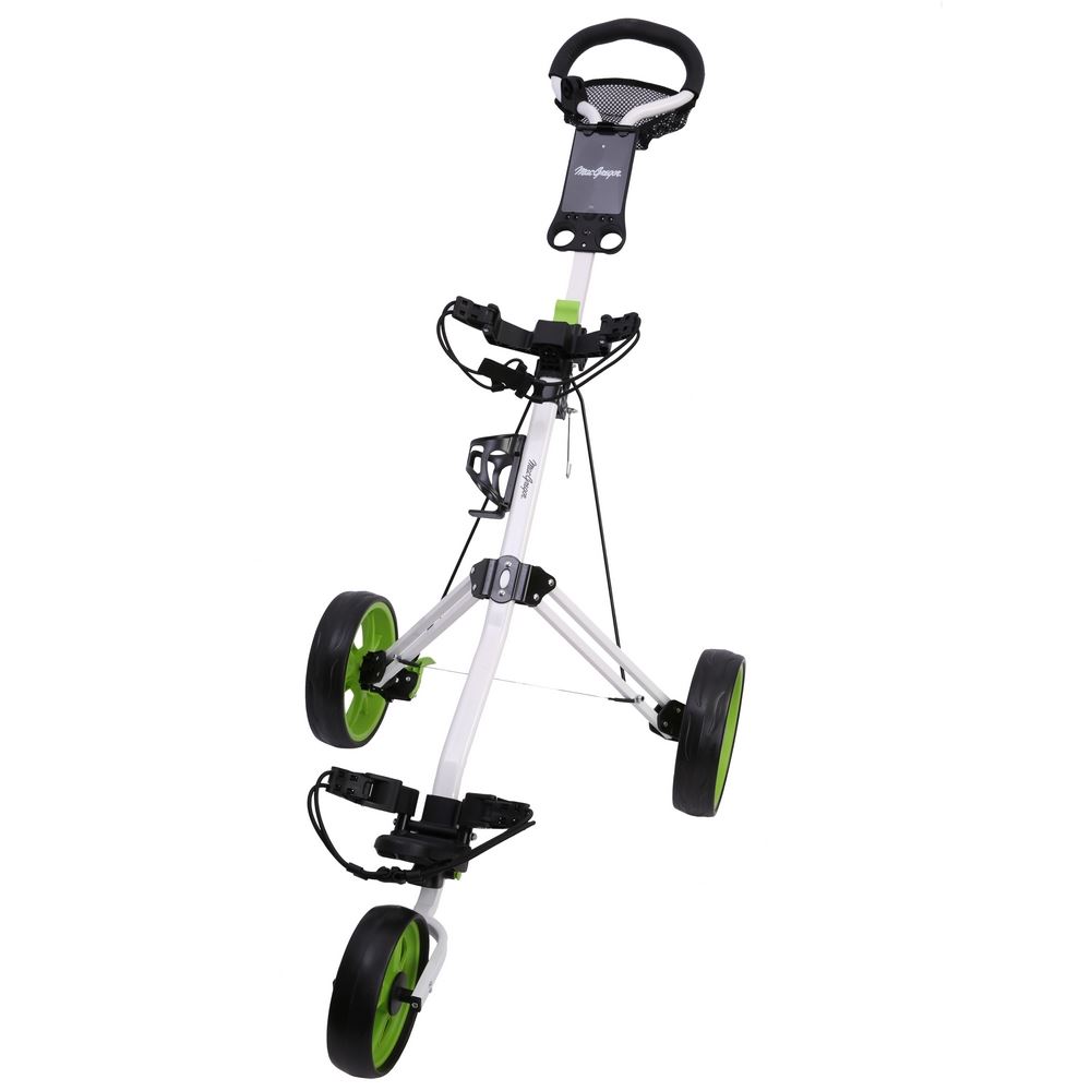 Caddymatic Golf X-TREME 3 Wheel Push/Pull Golf Cart with Seat White/Green