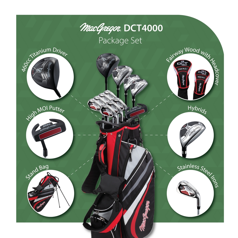 MacGregor Golf DCT4000 Golf Clubs Set with Bag, Mens Right Hand (12 Clubs / 16 Pieces)