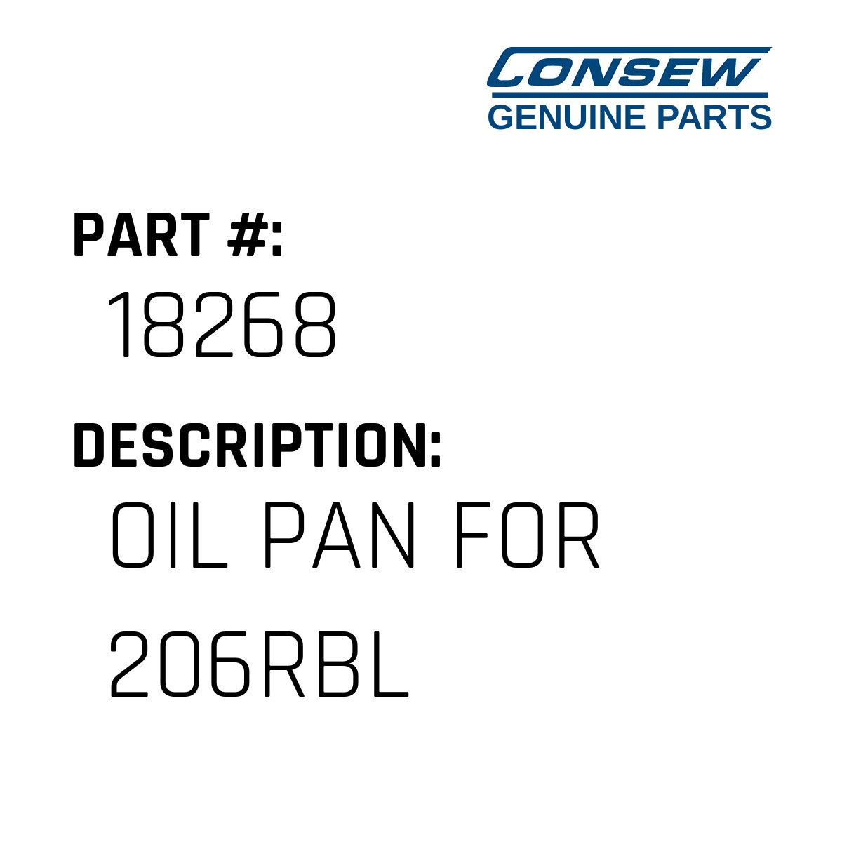 Oil Pan For 206Rbl - Consew #18268 - Jacksew Parts Store