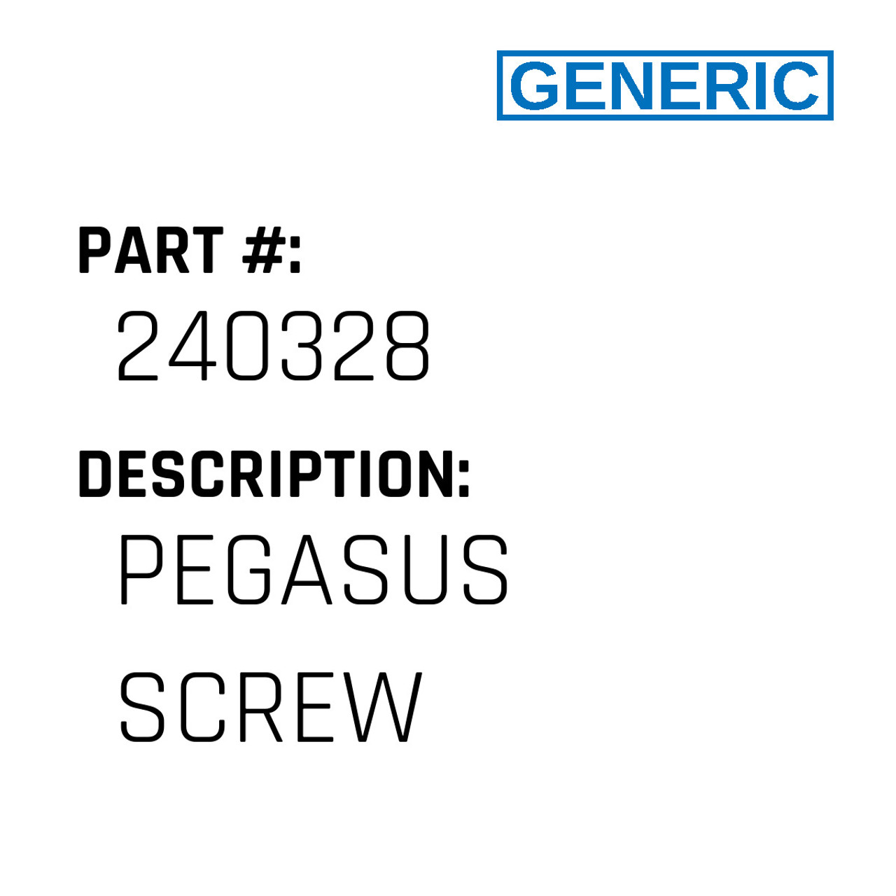Pegasus Screw - Generic #240328 - Jacksew Parts Store