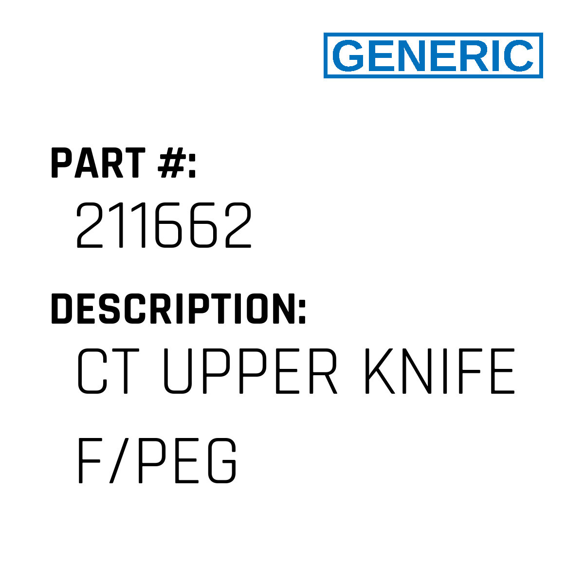 Ct Upper Knife F/Peg - Generic #211662 - Jacksew Parts Store
