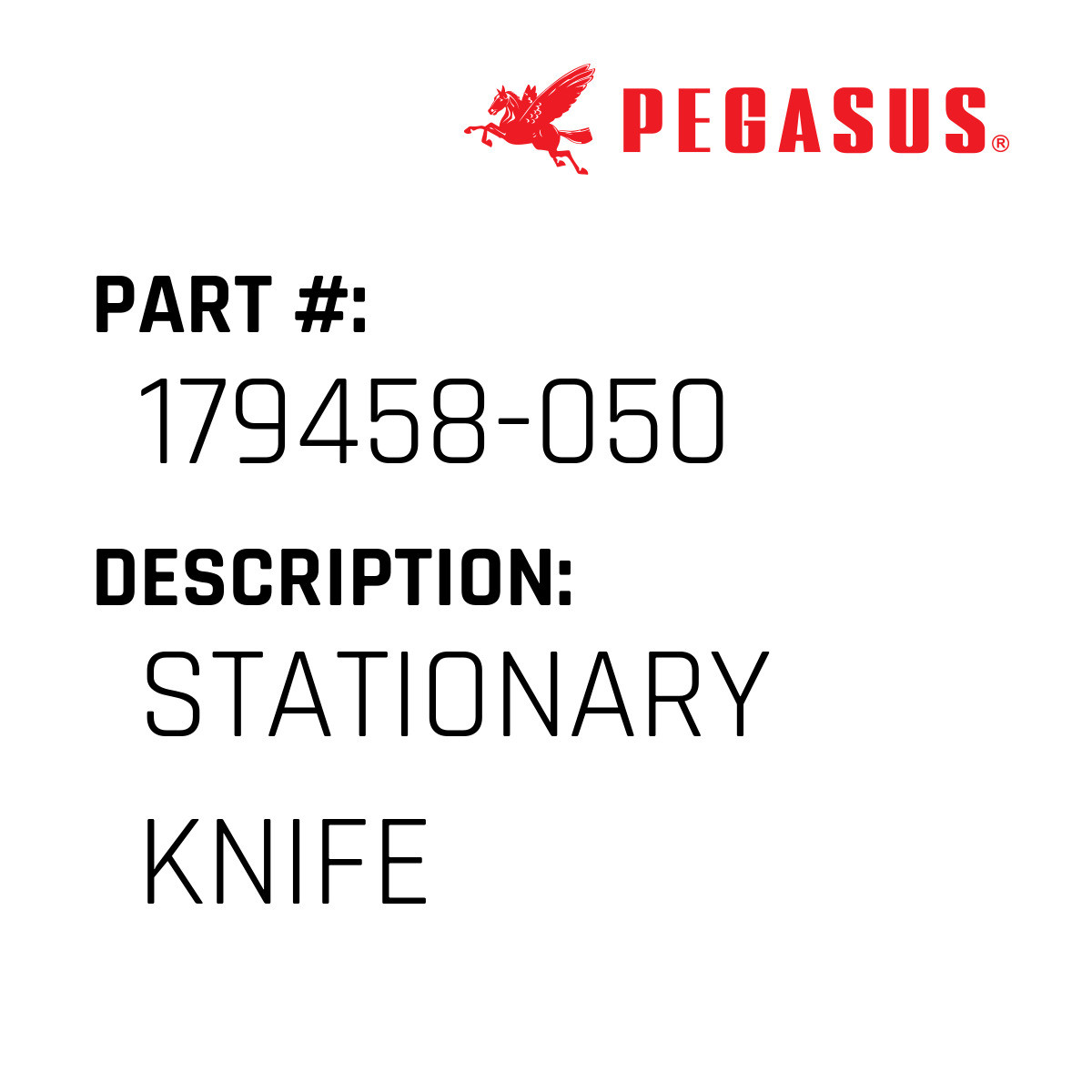Stationary Knife - Pegasus #179458-050 - Jacksew Parts Store