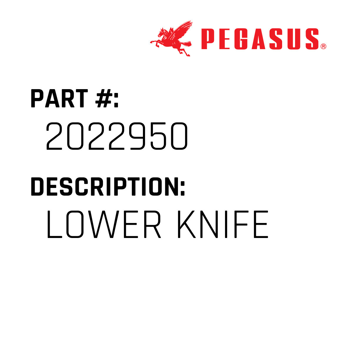 Lower Knife - Pegasus #2022950 - Jacksew Parts Store