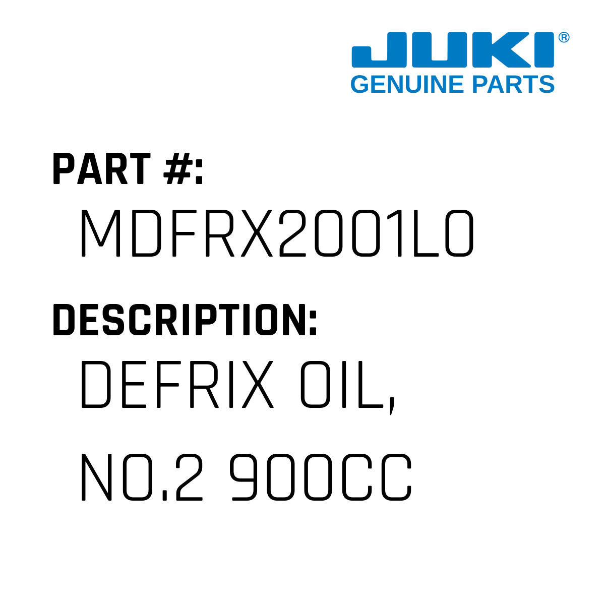 Defrix Oil, No.2 900Cc Juki MDFRX2001L0 Jacksew Parts Store
