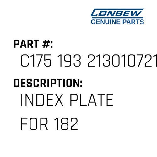 Index Plate For 182 - Consew #C175 193 2130107219 Genuine Consew Part