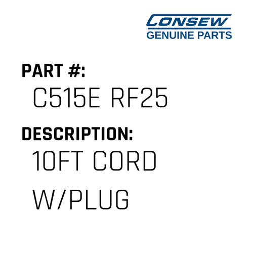 10Ft Cord W/Plug - Consew #C515E RF25 Genuine Consew Part