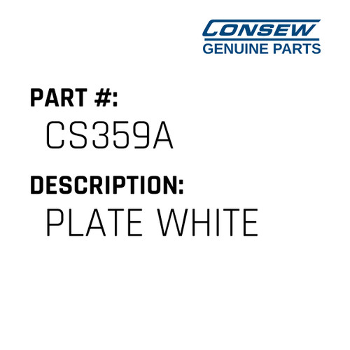 Plate White - Consew #CS359A Genuine Consew Part