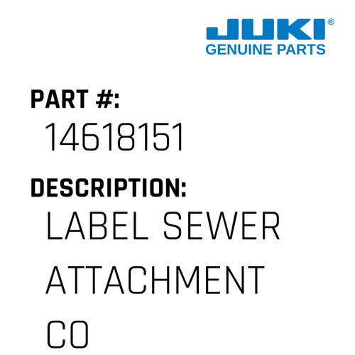 Label Sewer Attachment Compl. - Juki #14618151 Genuine Juki Part