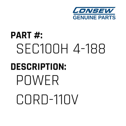 Power Cord-110V - Consew #SEC100H 4-188 Genuine Consew Part