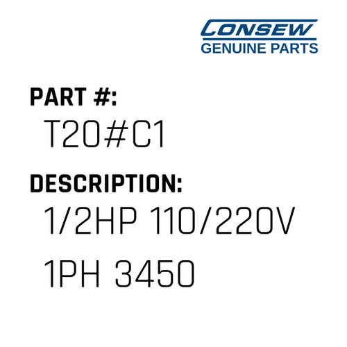 1/2Hp 110/220V 1Ph 3450 - Consew #T20#C1 Genuine Consew Part