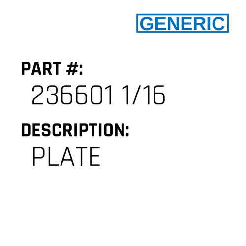 Plate - Generic #236601 1/16