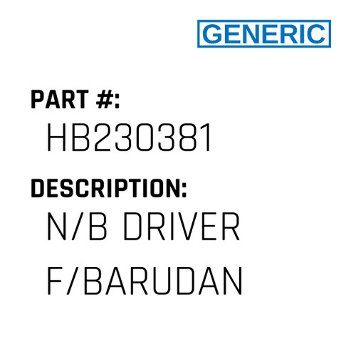 N/B Driver F/Barudan - Generic #HB230381