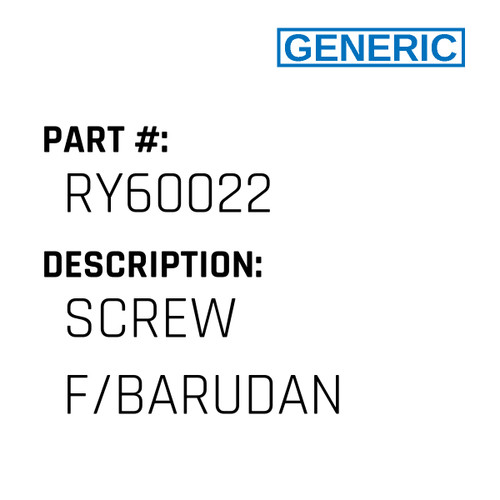 Screw F/Barudan - Generic #RY60022