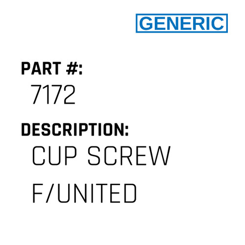 Cup Screw F/United - Generic #7172