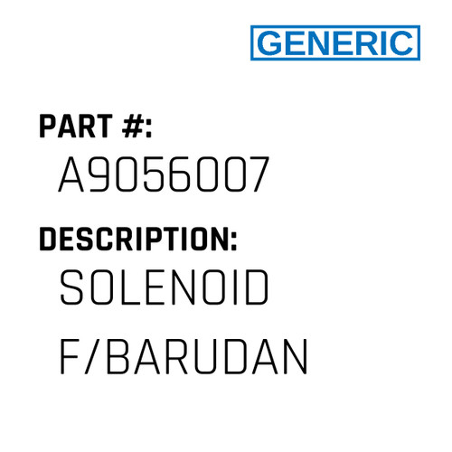 Solenoid F/Barudan - Generic #A9056007