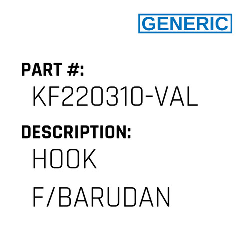 Hook F/Barudan - Generic #KF220310-VAL