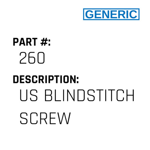 Us Blindstitch Screw - Generic #260